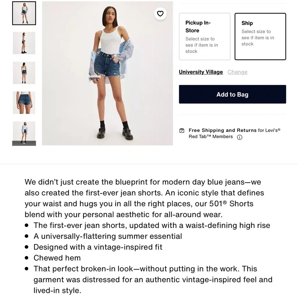 💘5xHP!💘 Levi’s | Cut Off Jean Shorts, Size 6 - Picture 7 of 16